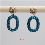 ( Lake Blue )occidental style personality fully-jewelled earrings creative chain shape diamond color ear stud fashion E