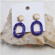 ( sapphire blue )occidental style personality fully-jewelled earrings creative chain shape diamond color ear stud fashi