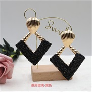 (rhombus   black)occidental style personality fully-jewelled zircon earrings creative rhombus four shape embed zircon c