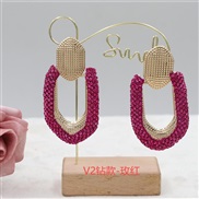 (V2  rose Red)occidental style personality geometry color fully-jewelled earringsV high diamond circle ear stud fashion