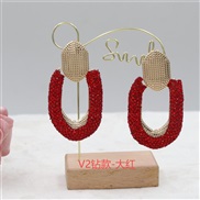 (V2 red )occidental style personality geometry color fully-jewelled earringsV high diamond circle ear stud fashion Earr