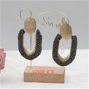 (V2 grey )occidental style personality geometry color fully-jewelled earringsV high diamond circle ear stud fashion Ear