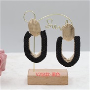 (V2  black)occidental style personality geometry color fully-jewelled earringsV high diamond circle ear stud fashion Ea