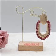 (V2 red )occidental style personality geometry color fully-jewelled earringsV high diamond circle ear stud fashion Earr