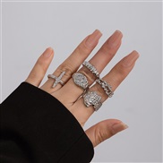 ( 1  White K 5 4999)occidental style geometry Metal wind ring set  Irregular surface opening retroRi