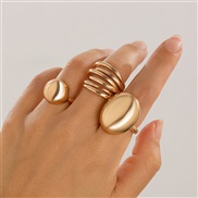 ( 5 Ligh  Gold3 5 66)occidental style geometry Metal wind ring set  Irregular surface opening retroRi