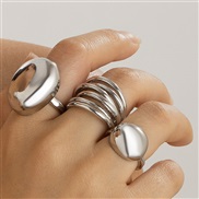 ( 5  White K 3 5 66)occidental style geometry Metal wind ring set  Irregular surface opening retroRi