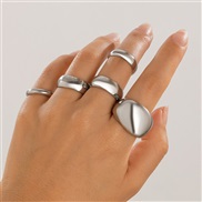 ( 6  White K 5 51 3)occidental style geometry Metal wind ring set  Irregular surface opening retroRi