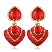 ( red)occidental style fashion atmospheric diamond multicolor pendant color heart-shaped earrings