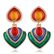 ( Color)occidental style fashion atmospheric diamond multicolor pendant color heart-shaped earrings