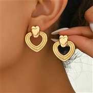 (6 3  A Gold)retro Metal wind geometry Modeling drop Ear clip woman fashion Round drop earrings