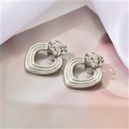 (6 3  A Silver)retro Metal wind geometry Modeling drop Ear clip woman fashion Round drop earrings