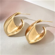 ( Gold)occidental styleIns wind retro surface circle woman samll geometry brief Irregular earrings