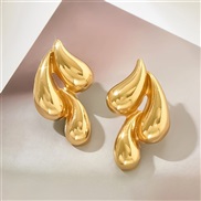 ( Gold)occidental style fashion Irregular drop ear stud woman geometry Metal surface samll earrings