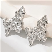 ( Silver)occidental style retro geometry Metal ear stud woman fashion punk Irregular earrings