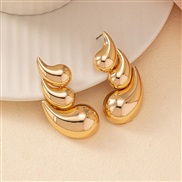 ( Gold)color retention  occidental styleI wind three layer drop earrings woman personality exaggerating geometry ear st