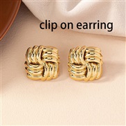 ( Gold)occidental style square twining Ear clip lady retro geometry weave pattern ear stud