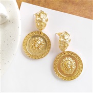 totem retro Ear clip woman occidental style personality geometry exaggerating lion head ear stud Earring