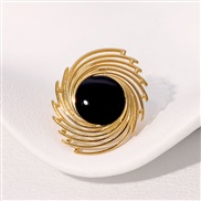 ( black)occidental style retro fashion temperament geometry enamel color high personality stainless steel ring