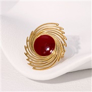 ( Burgundy)occidental style retro fashion temperament geometry enamel color high personality stainless steel ring