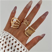 ( 2 Ligh gold 3 587 )occidental style exaggerating big Pearl Metal geometry width surface ring  personalityins surface 