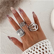 ( 2  White K3 587 )occidental style exaggerating big Pearl Metal geometry width surface ring  personalityins surface ri