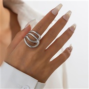 ( 3  White k  822)occidental style exaggerating big Pearl Metal geometry width surface ring  personalityins surface ring