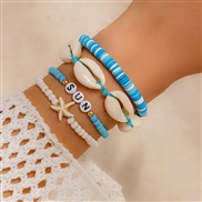 ( 2  Mixed color4 5 18)occidental style Bohemia wind Shells beads braceletbracelet starfish beads set woman