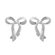 ( Silver)summer Alloy bow earrings occidental style Earring woman elegant Korean styleearrings