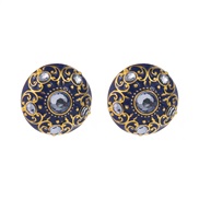 ( blue) retro atmospheric high earrings enamel pattern Alloy diamonds silver palace wind ear stud Earring