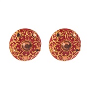 ( red) retro atmospheric high earrings enamel pattern Alloy diamonds silver palace wind ear stud Earring