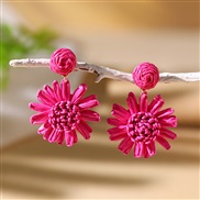 ( Metal+)beautiful color weave flowers earrings  occidental style wind personality exaggerating Earring