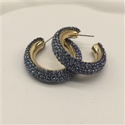 ( blue)occidental style color diamond earrings high fashion all-Purpose Earring brief multicolor exaggerating ear stud