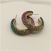 (color )occidental style color diamond earrings high fashion all-Purpose Earring brief multicolor exaggerating ear stud