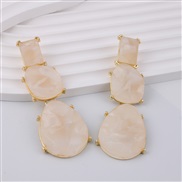 ( Beige)retro Earring samll textured high asymmetry temperament long style resin earrings woman