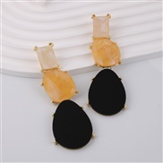 ( black)retro Earring samll textured high asymmetry temperament long style resin earrings woman