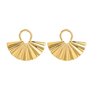 ( Gold)summer Alloy earrings sector ear stud woman occidental style exaggerating Metalearrings