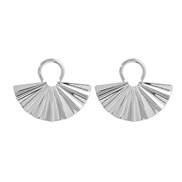 ( Silver)summer Alloy earrings sector ear stud woman occidental style exaggerating Metalearrings