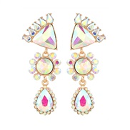 (AB color)trend colorful diamond earrings occidental style fully-jewelled Earring woman multilayer Round triangle earri