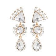 ( white)trend colorful diamond earrings occidental style fully-jewelled Earring woman multilayer Round triangle earring