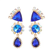 ( blue)trend colorful diamond earrings occidental style fully-jewelled Earring woman multilayer Round triangle earring 