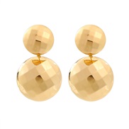 ( Gold)summer Alloy earrings occidental style exaggerating Earring woman multilayer Round grid pattern Metal