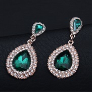 ( green)occidental style brief  crystal drop gem earrings fashion temperament all-Purpose earring