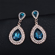 ( blue)occidental style brief  crystal drop gem earrings fashion temperament all-Purpose earring