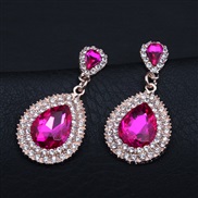 ( rose Red)occidental style brief  crystal drop gem earrings fashion temperament all-Purpose earring