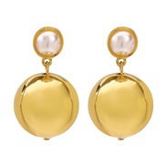 ( Gold)E high temperament all-Purpose ear stud woman  occidental styleins wind personality trend Pearl earrings