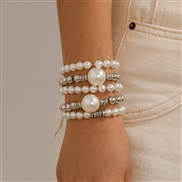 ( White K 5  2)occidental style exaggerating Pearl bracelet set  temperament big beads beads embedracelet