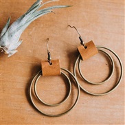 ( Ancient bronze )  retro Earring bronze circle leather earrings woman  occidental style Earring