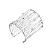 ( Silver)summer new occidental style exaggerating vertical Stripe weave Alloy bangle woman