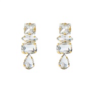 ( white)fashion brief colorful diamond series geometry glass diamond super fully-jewelled earring trend occidental styl